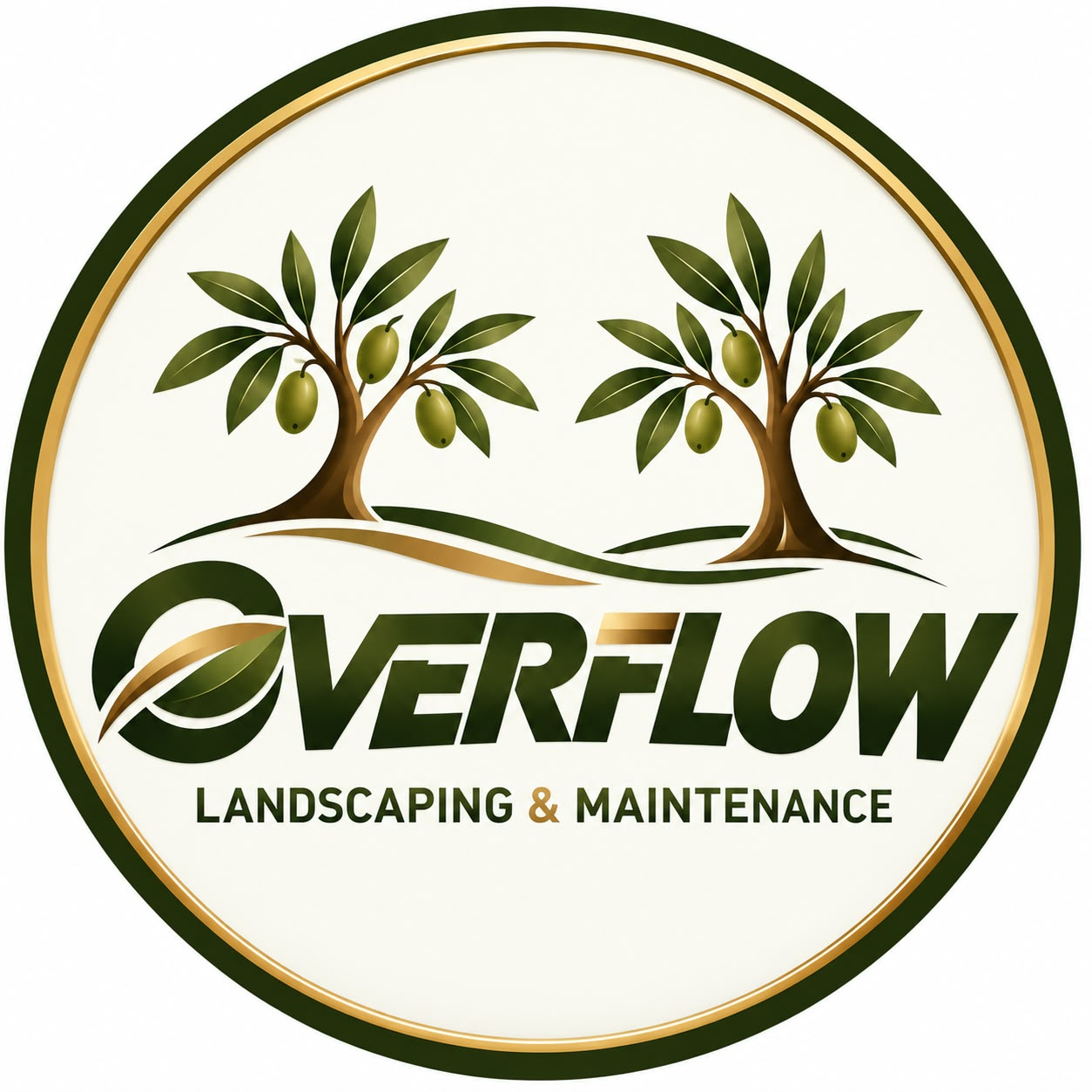 Overflow Landscaping & Maintenance — olive tree logo